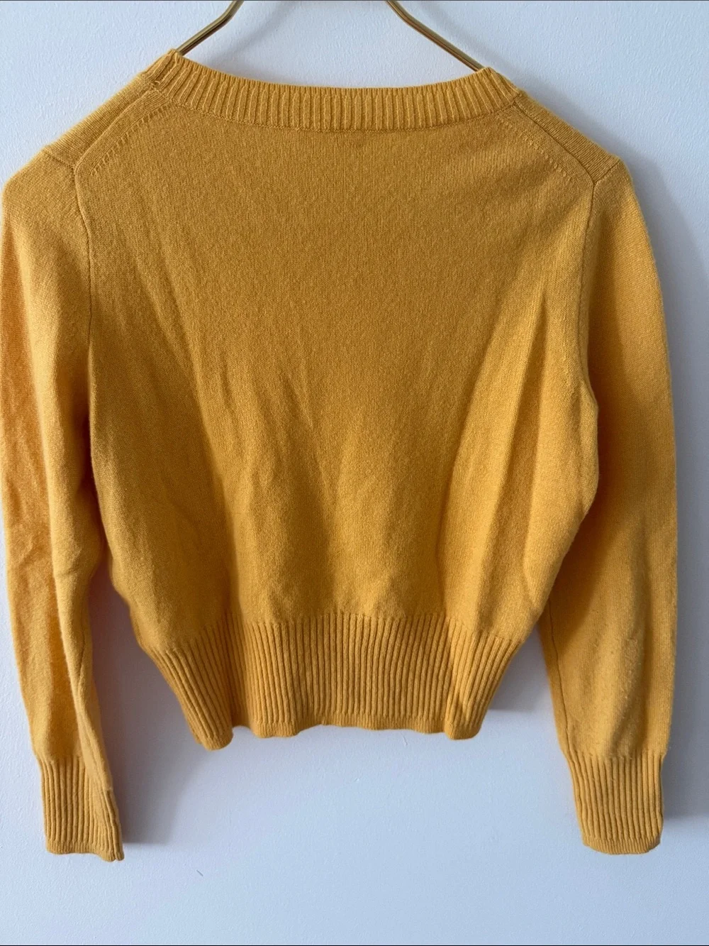 J.Crew 100 Cashmere Shrunken Crewneck Sweater. Bright Yellow. Size XS.